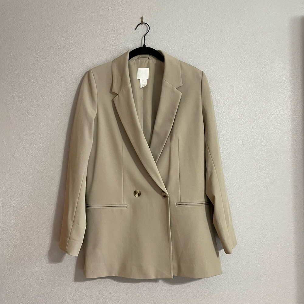 Beige H&M oversized blazer size XS